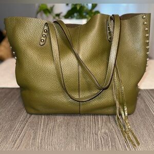 Rebecca Minkoff Olive Green Studded Tote Bag